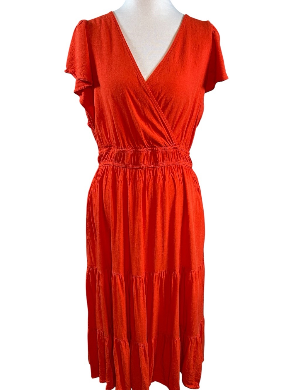 Knox Rose Flutter Sleeve Tiered Midi Dress Boho Cottagecore Romantic